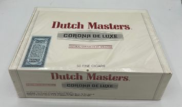 An unopened box of 50 ‘Dutch Masters’ Corona De Luxe cigars.