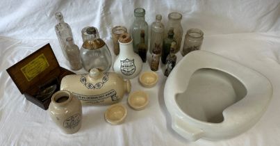 A miscellany to include a Doulton's foot warmer, a Perfection Bed and Douche Pan and other stoneware