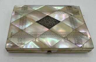 Victorian mother of pearl visiting card case 11 x 7.5cm