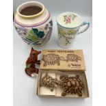 Ceramics to include Wade baby tortoises, Poole vase, Beswick fox and a Royal Paragon China mug to