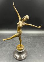 A bronze Art Deco style dancing lady bearing signature to rear D.H.Chiparus together with a 19thC