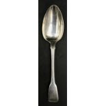A silver hallmarked Georgian serving spoon London 1811 Thomas Wilkes Barker, engraved H to handle.