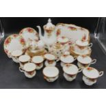 Royal Albert Old Country Roses part coffee set to include coffee pot, sandwich plate, 6x small