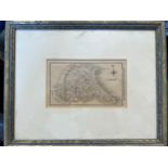 A framed and glazed Yorkshire Riding map published by M.A.Leigh 421 Strand. Sight size 8cm x 13cm.