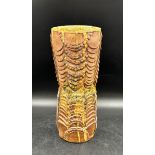 A Bernard Rooke mid century brutalist pottery vase of abstract design, 38cm h.