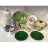 A miscellany of assorted ceramics to include Poole pottery cheese cover/plate with matching larger