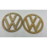 Two vintage Volkswagen VW badges. 12.5cm d.