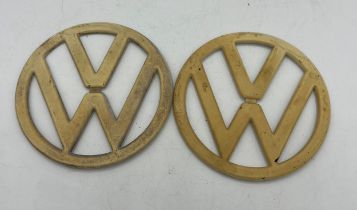 Two vintage Volkswagen VW badges. 12.5cm d.