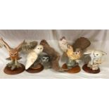 A collection of 5 Franklin Mint owls to include The Screech Owl, The Barn Owl, The Spectacled Owl,