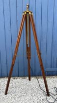 A contemporary tripod floor lamp stand. 123cm h to top of fitting.