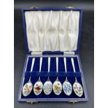 A collection of six S J. Rose & Son silver spoons Birmingham 1971 with lined fitted case, each spoon