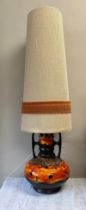 A 1960's ceramic floor lamp and shade purchased from Paul Adams, Brook Street, Hull. Base to top