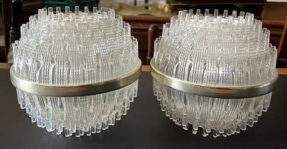 Two mid century plastic Sputnik light shades. 19cm h.