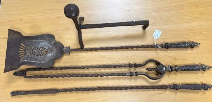 Nineteenth century fire irons. 77cm l.