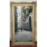 Mario Ferdelba (1897-1971),oil on canvas of an Italian street scene, signed lower right, image