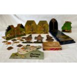 A miscellany of vintage wooden items to include three sets of book ends, one extending to 52cm ,