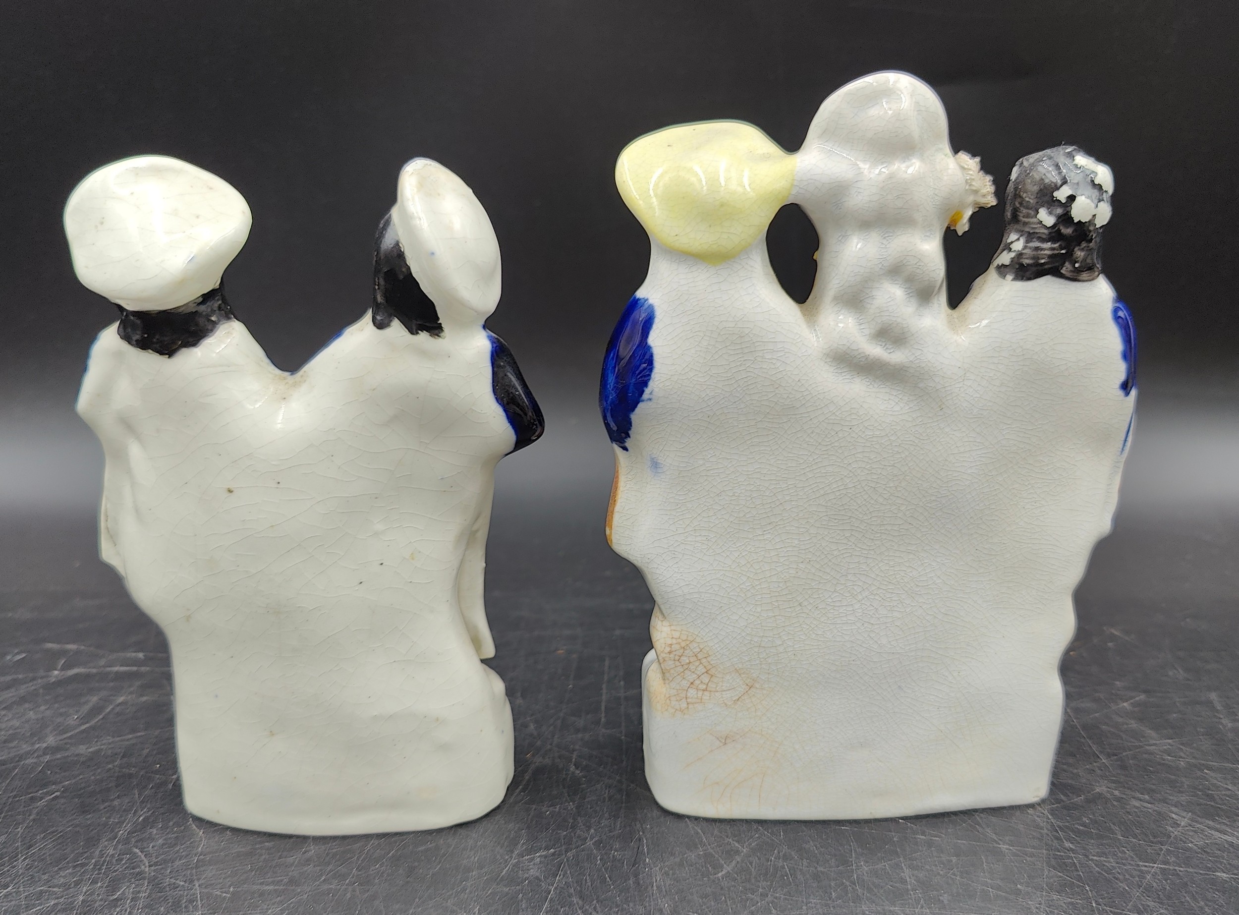 A collection of six 19thC Staffordshire figures to include two children in sailors outfits, two - Image 10 of 10
