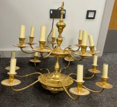 A good quality heavy brass 14 branch chandelier, 84cm drop x 83cm diameter.