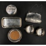 A collection of various silver and part silver items to include miniature tray, a pair of pots, a