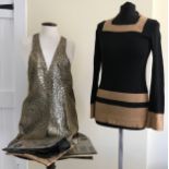 A collection of two BIBA items of ladies clothing to include a long sleeved black and tan jumper