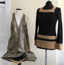 A collection of two BIBA items of ladies clothing to include a long sleeved black and tan jumper