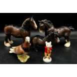 A collection of Beswick comprising, Rupert The Bear 11cm h, Shire Horse 21cm, Shetland Pony and