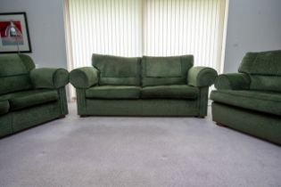 Duresta three-piece suite comprising three-seater settee, 210cm w x 55cm d x 100cm h, seat height