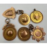 Collection of six 9ct gold medals, railway related. 20.6gm total to include 'CARR LOCO WINNERS