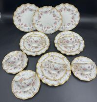 Six cups, saucers and plates in Royal Crown Derby, Royal Antoinette pattern.