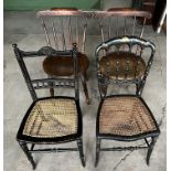 Four various 19thC and early 20thC chairs to include Victorian ebonised and gilded chair, Edwardian