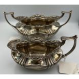 A silver jug and sugar bowl Sheffield 1902/1903, maker Joseph Rodgers and sons. Total weight 392gm.