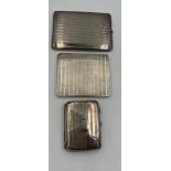 Three hallmarked silver cigarette cases to include Birmingham 1927, Birmingham 1913 and Birmingham