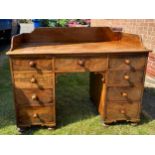 Mahogany desk with upstand to back 2 over 3 drawers, 165cm w x 54cm d x 191cm h.