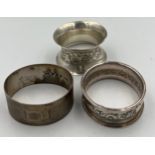 Three silver napkin rings. 36.1gm.