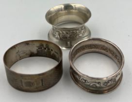 Three silver napkin rings. 36.1gm.