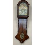 A Dutch mid 19thC 30 hour long tail Frisian clock with mahogany marquetry and bird cage movement.