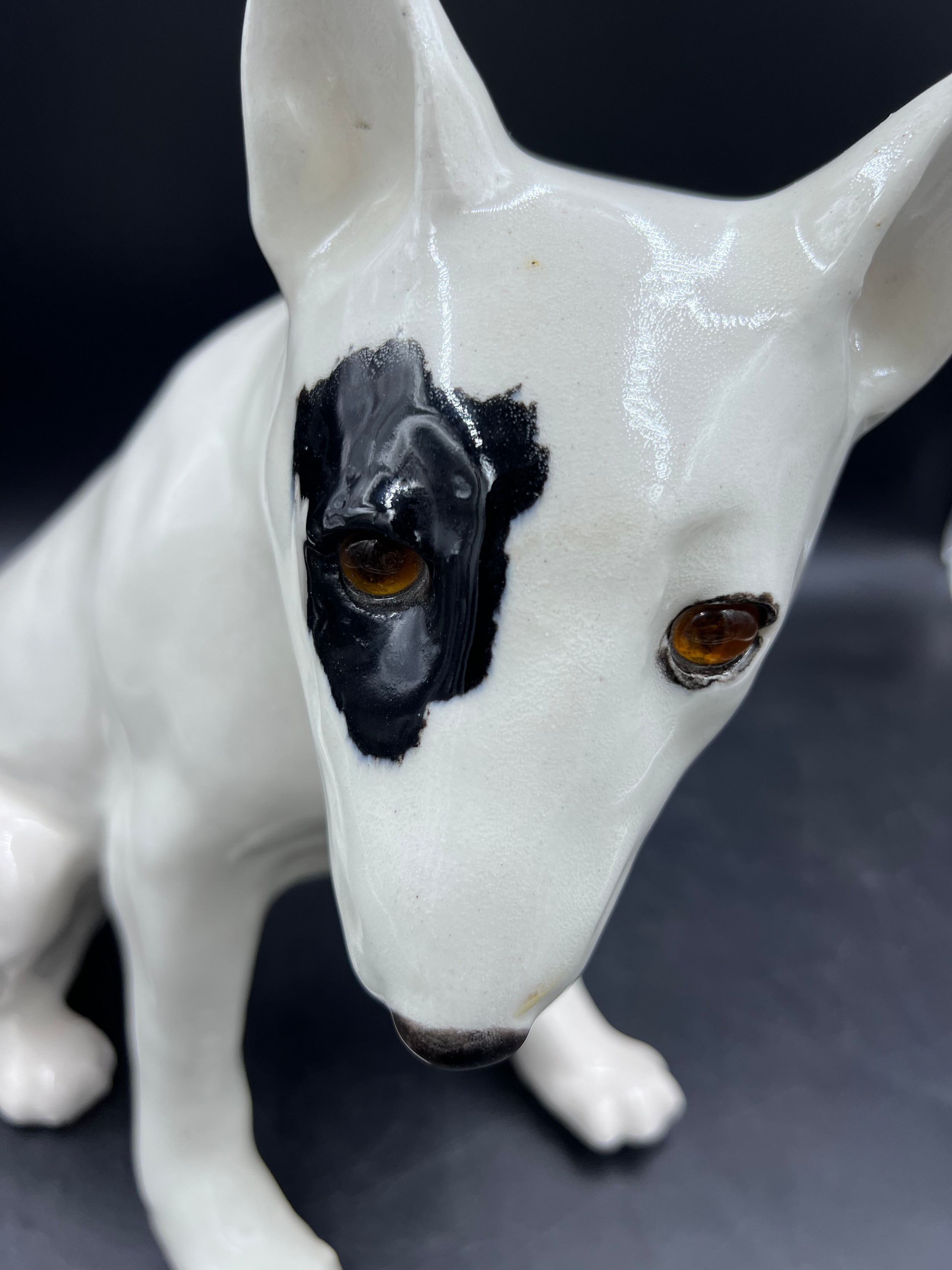A Winstanley pottery figure of a seated Staffordshire bull terrier, marked beneath, 33cm h. - Image 3 of 4