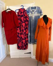 A Lee Bender at Bus Stop of London burnt orange, fitted sleeves dress, button through with a