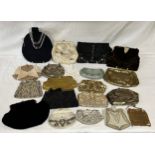 A quantity of vintage evening bags and purses to include beaded, sequinned, velvet, fabric