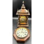 Two late 19thC clocks to include mantle clock and wall clock marked J.Drescher to rear.