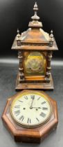 Two late 19thC clocks to include mantle clock and wall clock marked J.Drescher to rear.