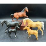 Collection of five matt Beswick horses/foals tallest 22cm h. All marked to base.