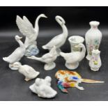 Seven Nao bird figurines, swans and ducks tallest 20cm together with three pieces of Aynsley and a