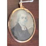 Early 19thC British school, on ivory of a clergymen within gilt frame. s.s 6 x 4.5cm.