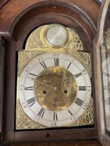 An oak and mahogany 8 day longcase clock with painted face by J. Breakenrig Edinburgh.