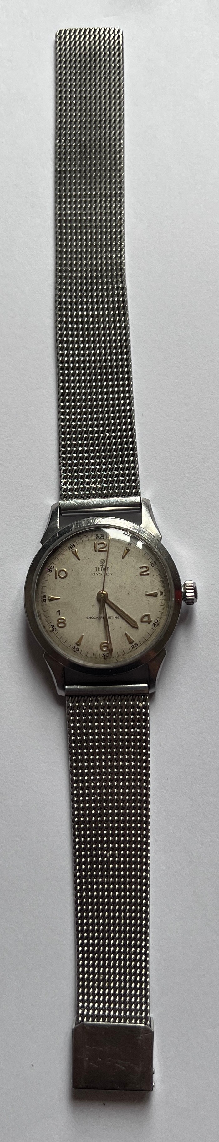 A 1950's Tudor Oyster stainless steel gentleman's wristwatch, gold numerals, gold hands and Rolex - Image 3 of 10