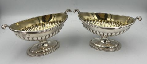 A pair of silver salts London 1899, maker Hunt Roskell Ltd. Weight 200gm.