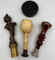 Three 19thC seals to include spelter and brass Art Nouveau, agate and French silver, a solicitor’s