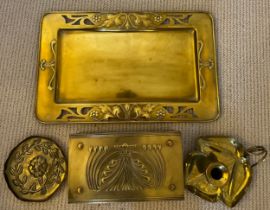 Brass to include Carl Deffner box, WMF tray 27cm x 43cm. 1896 Sankey & son chamber stick, Rose and