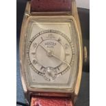 An Arctos Elite Art Deco Tank hand winding wristwatch, engraved Eb. Korthaus to back. Winds and